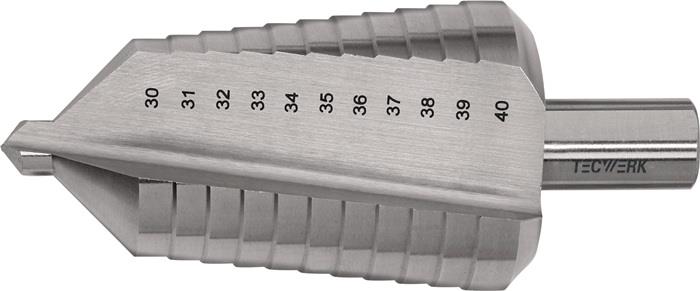 TECWERK 2000862086 Stufenbohrer Bohrber.30-40mm HSS ger.genutet Z.2 Stufen 11 TE