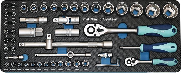 TECWERK  Steckschlüssel-Satz  55-teilig 1/4 + 1/2 '' Schlüsselweiten 4-32 mm Anz