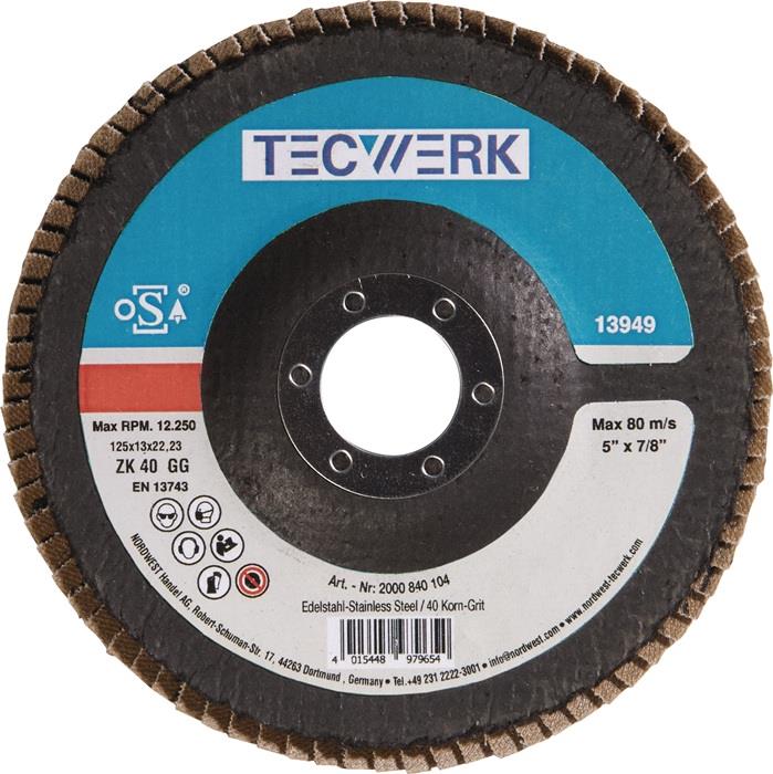 TECWERK 2000840105 Fächerscheibe Kehlnaht D.125mm K.60 kon.INOX ZK TECWERK 20008