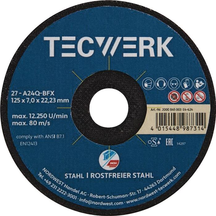 TECWERK 2000845003 Premium-Schruppscheibe 2in1 D125xS7mm gekr.INOX/Stahl Bohr.22