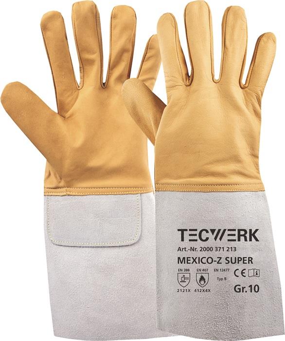 TECWERK  Schweißerhandschuhe Mexico Z Super Größe 11 gelb/grau EN 388, EN 407, E