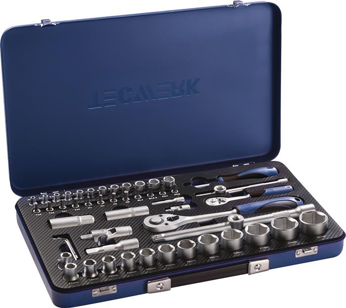TECWERK  Steckschlüssel-Satz  55-teilig 1/4 + 1/2 '' Schlüsselweiten 4-32 mm Anz