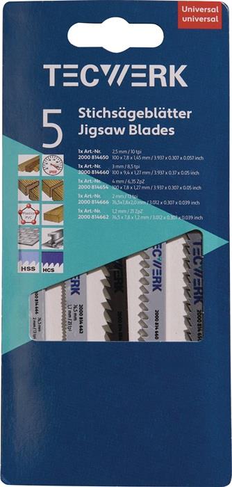 TECWERK  Stichsägeblattsortiment  5-teilig für Holz / Metall