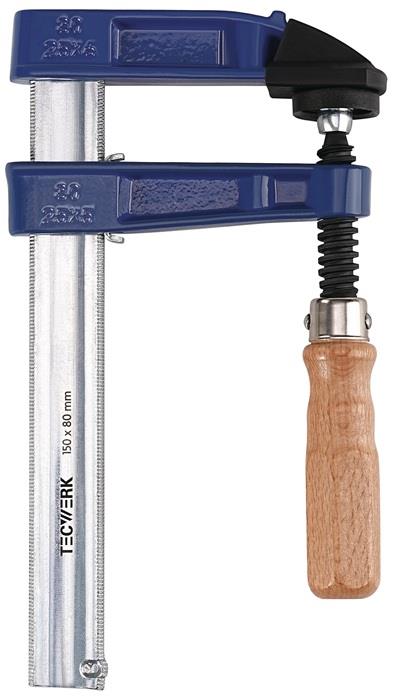 TECWERK 2000831332 Temperguss-Schraubzwinge Spann-W.150mm A.80mm Holzgr.25x6mm T