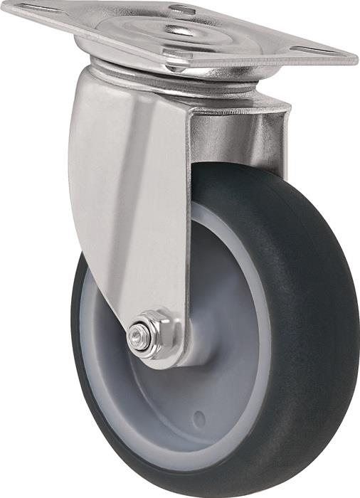 TECWERK 2000276041 Lenkrolle D.100mm grau Trgf.100kg m.Platte