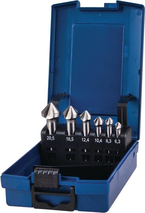 TECWERK  Kegelsenker-Satz DIN 335 C 90 ° 6,3-20,5 mm HSS-Co 6-teilig Kunststoffk