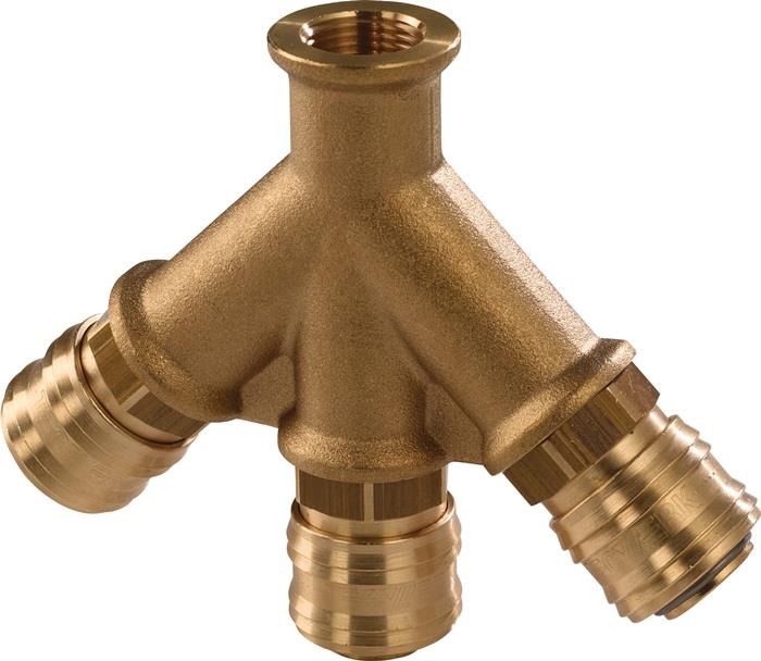 TECWERK 2000351948 Verteiler Gew.G 3/8 Zoll/15,39mm IG,3 Kupplungen DN 7,2 TECWE