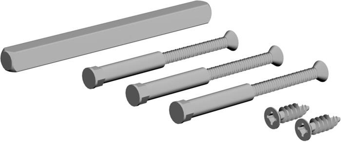 TECWERK  Befestigungs-Set NW-400-60 3xM4 inkl. Hülse, 2x3,9 x 22 Vierkant 9 mm