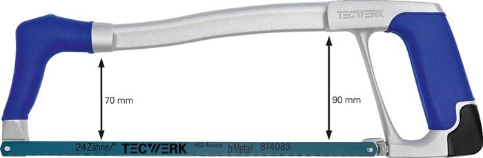 TECWERK 2000814065 Metallsägebogen Blatt-L.300mm 24 Z./Zoll D-Komfortgriff Alumi