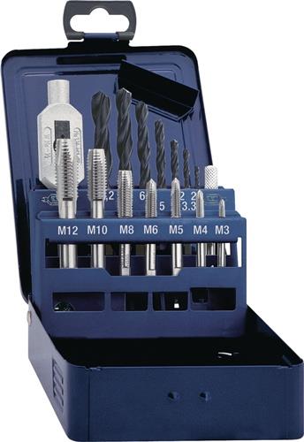 TECWERK  Gewindebohrer-Satz DIN 352 M3-M12 15 teilig HSS Metallkassette