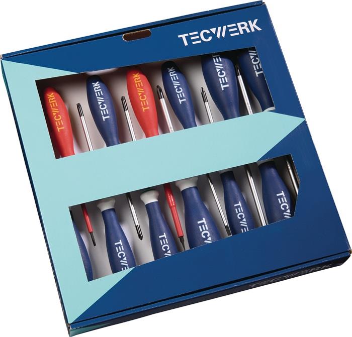 TECWERK  Schraubendreher-Satz XXL 13-teilig Schlitz/PH/PZD/TX Mehrkomponentengri