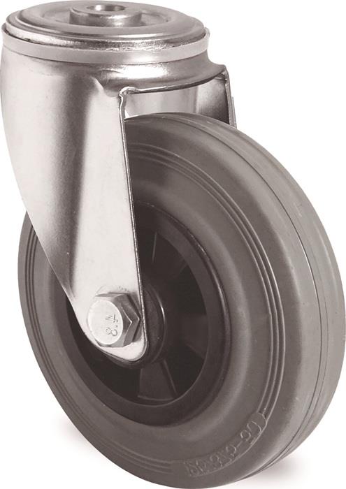 TECWERK 2000276114 Lenkrolle D.125mm Trgf.100kg Rückenloch PP Rollenlager VG gra