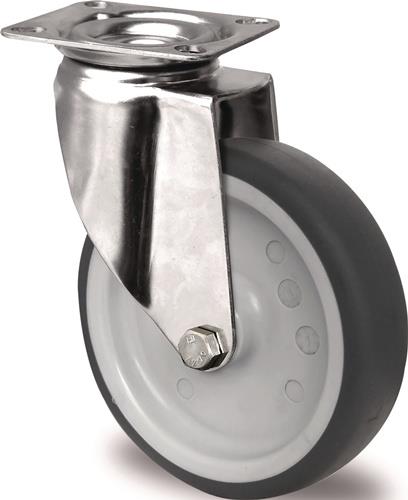 TECWERK 2000276128 Lenkrolle D.125mm Trgf.100kg m.Platte Platten-B.70mm Gleitlag