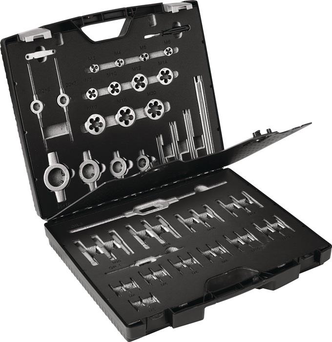 TECWERK  Gewindeschneidzeug-Satz  M3-M20 54 teilig HSS Kunststoffkassette
