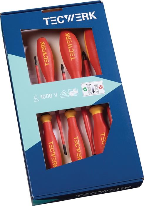 TECWERK  Schraubendreher-Satz slim 7-teilig Schlitz / PH Schneiden/Spitzen phosp