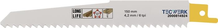 TECWERK 2000814924 Säbelsägeblatt L.150mm B.19mm 4,2mm TPI 6 BIM gefr.,geschr.5