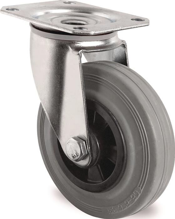 TECWERK 2000276094 Lenkrolle D.200mm Trgf.205kg m.Platte PP Rollenlager VG grau