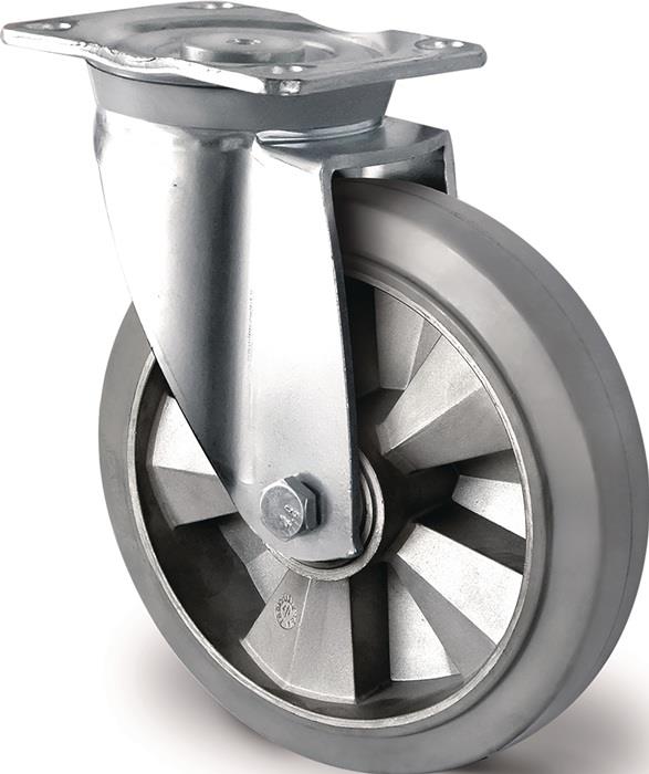 TECWERK  Schwerlastlenkrolle D.200mm Trgf.500kg Lenkrolle Elastikgummi   stabile