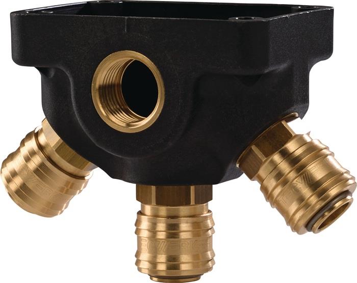 TECWERK 2000351965 Endverteilerdose Gew.G 3/4 Zoll/26,44mm IG,3 Kupplungen DN 7,