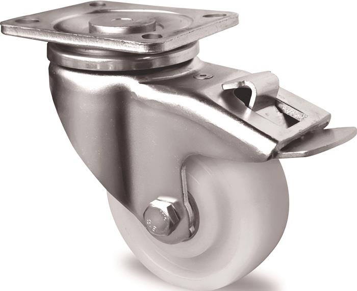 TECWERK 2000276088 Schwerlast-Lenkrolle D.125mm Trgf.700kg m.Festst.PA 100x85mm