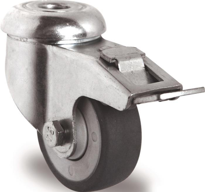 TECWERK 2000276021 Lenkrolle m.Festst.D.100mm Trgf.100kg m.Rückenloch 11mm Kugel