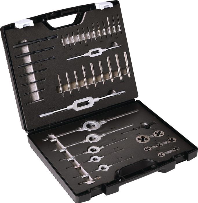 TECWERK  Gewindeschneidzeug-Satz  M3-M12 44 teilig HSS Kunststoffkassette