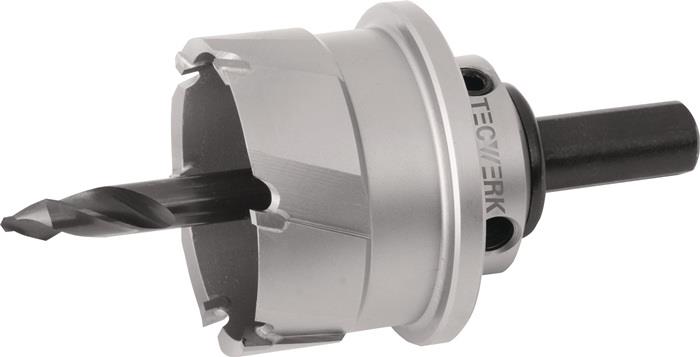 TECWERK 2000800191 Lochsäge D.100mm Schnitt-T.20mm HM-bestückt m.Bohrer u.Feder