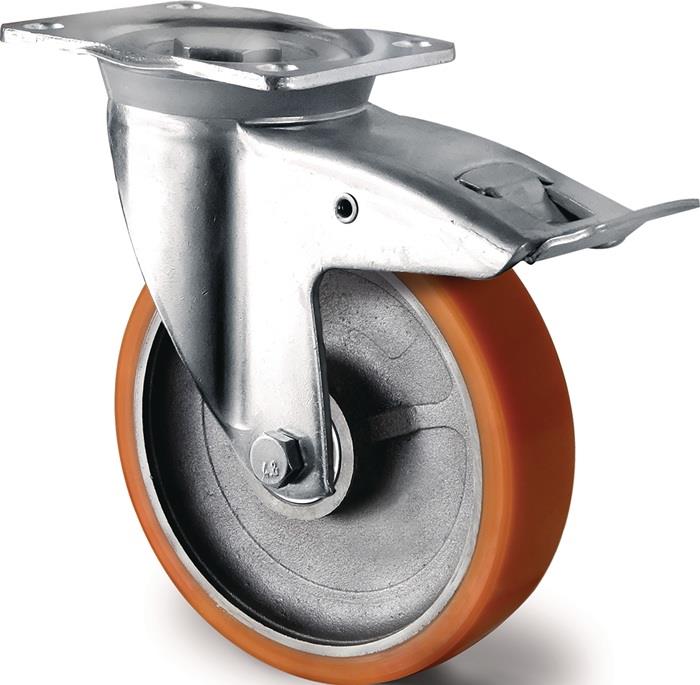 TECWERK  Schwerlastlenkrolle  Rad-Ø 200 mm Tragfähigkeit 1000 kg Totalfesteller