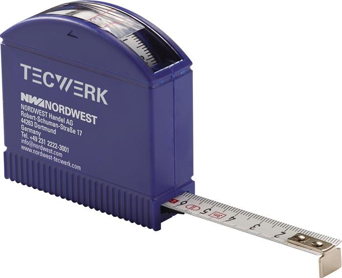 TECWERK 2000855000 Taschenrollbandmaß L.3m B.13mm mm/cm EG II Ku.Sichtfenster TE