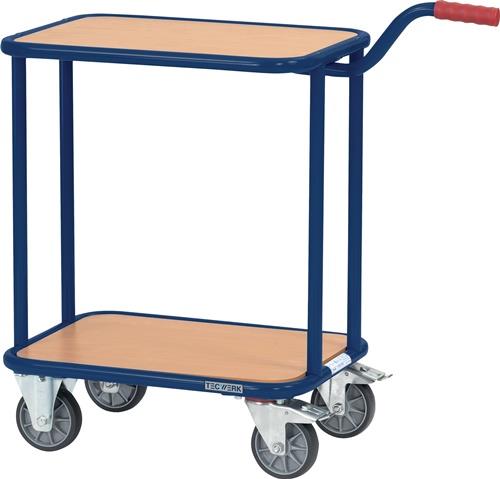 TECWERK  Griffroller  L600xB450mm 2 Holzwerkstoffplattformen saphirblau, RAL 500