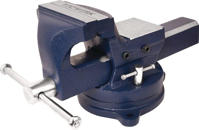 TECWERK 2000830405 Gußschraubstock Backen-B.100mm Spann-W.104mm Eisenguss (Sphär