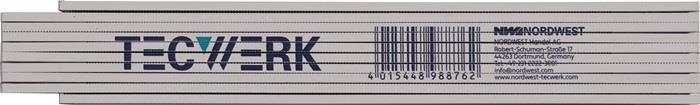 TECWERK  Gliedermaßstab  Länge 2 m mm/cm EG III Kunststoff weiß