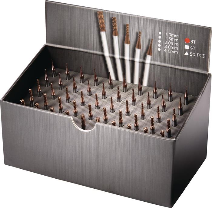 TECWERK  Schaftfräser-Set DIN 6527 Ø 1/1,5/2/3/4 mm Schneidenanzahl 3 VHM TiSiN