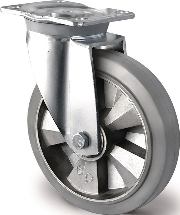 TECWERK  Schwerlastlenkrolle D.125mm Trgf.300kg Lenkrolle Elastikgummi   stabile