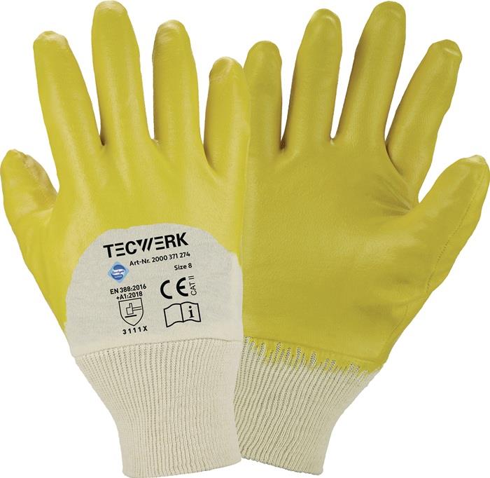 TECWERK 2000371274 Handschuhe Ems Gr.8 gelb besonders hochwertige Nitrilbeschich