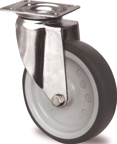 TECWERK 2000276126 Lenkrolle D.100mm Trgf.100kg m.Platte Platten-B.67mm Gleitlag