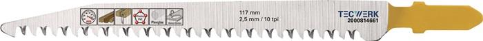 TECWERK 2000814661 Stichsägeblatt Gesamt-L.117mm Zahnt.2,5mm S.1,45mm HCS 5 St./