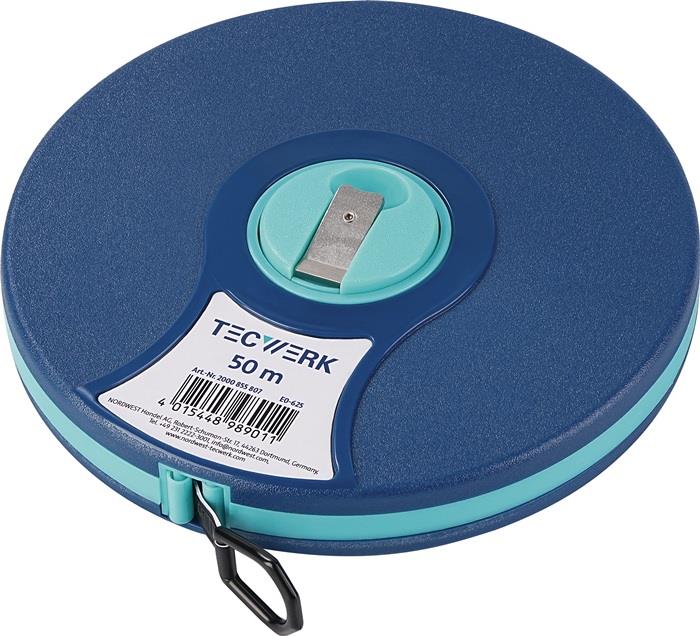 TECWERK 2000855807 Kapselbandmaß L.50m Bandbr.13mm 2 mm/cm EG II ABS Nylon-Fiber