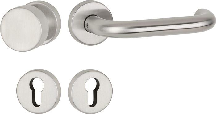 TECWERK  Drückergarnitur Basic 01 Edelstahl 60 Edelstahl matt U-Form PZ DIN link