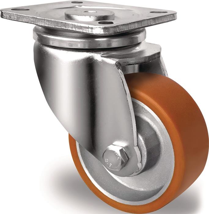 TECWERK  Lenkrolle D.80mm Trgf.180kg PU Platte L100xB85mm Farbe Rl.braun TECWERK