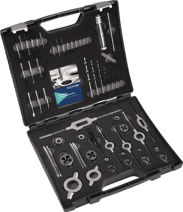 TECWERK  Gewindeschneidzeug-Satz  M3-M12 52-teilig HSS Kunststoffkoffer