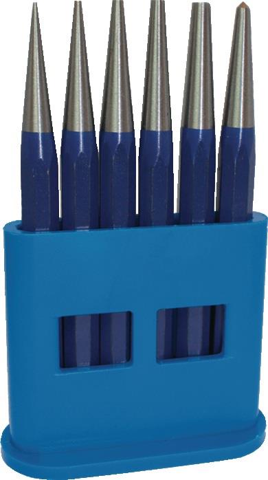 TECWERK  Durchtreiber-Satz  6 teilig 1-2-3-4-5 + Körner-D. 4 mm  Kunststoffhalte