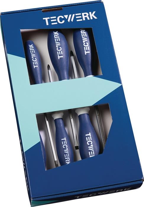 TECWERK  Schraubendreher-Satz  6-teilig Schlitz / PH 3-Komponentengriff 6-Kant-K