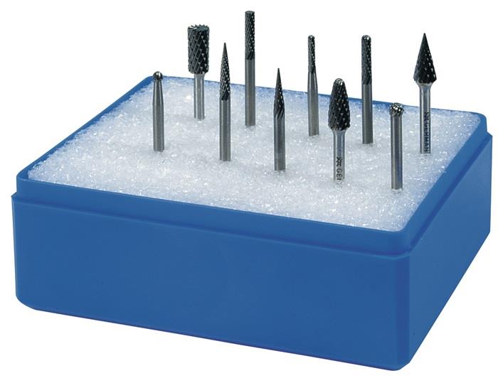 TECWERK  Kleinfrässtifte-Satz  Schaft-Ø 3 mm 10-teilig Hartmetall Verzahnung Kre