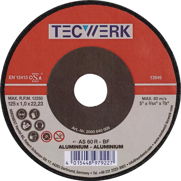 TECWERK 2000840006 Trennscheibe ALU D125x1mm ger.Alu.Bohr.22,23mm TECWERK 200084