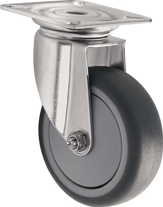 TECWERK 2000276018 Lenkrolle D.75mm Trgf.75kg m.Platte Gum.grau TECWERK