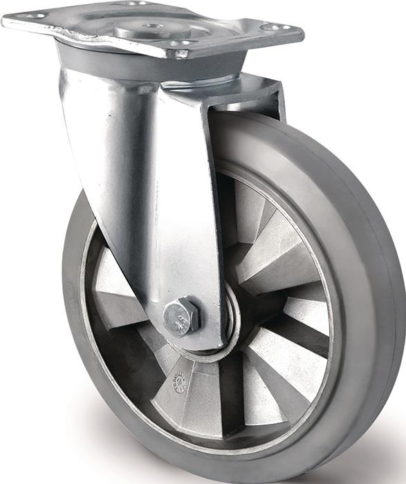 TECWERK  Schwerlastlenkrolle D.160mm Trgf.400kg Lenkrolle Elastikgummi   stabile