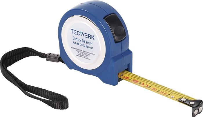 TECWERK 2000855037 Taschenrollbandmaß L.3m B.16mm mm/cm EG II ABS Selbstarretier