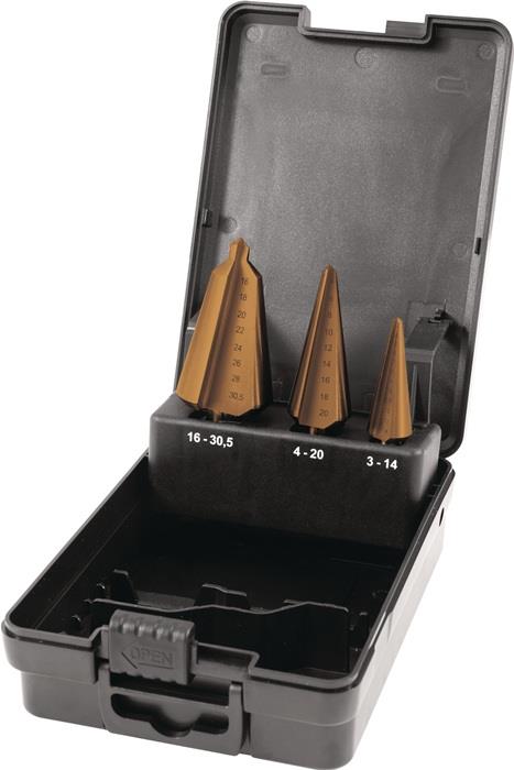 TECWERK  Blechschälbohrer-Satz  3-14 / 4-20 / 16-30,5 mm HSS-TiN 3 teilig Kunsts