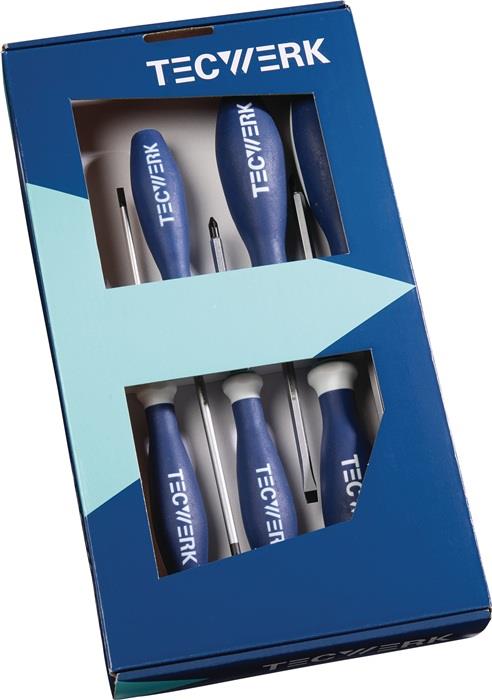 TECWERK  Schraubendreher-Satz  6-teilig Schlitz / PZD 3-Komponentengriff 6-Kant-